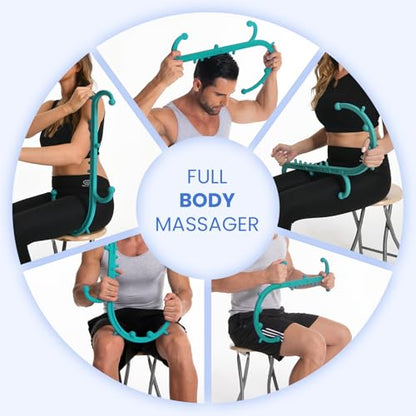 Ranarose Deep Tissue Back & Neck Massager - Back Massager Stick for Pain Relief, Muscle Knot Remover, Trigger Point Massage Tool for Full Body, Shoulders, Legs - Pressure Point Massage Tool - color: Turquoise