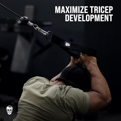 Gymreapers Tricep Rope Cable Attachment - Multi-Workout Tricep Pull Down Cable Attachment - Perfect Gym Cable attachments (3 Lengths Built in One) - color: Black, size: Tricep Strap - 13"