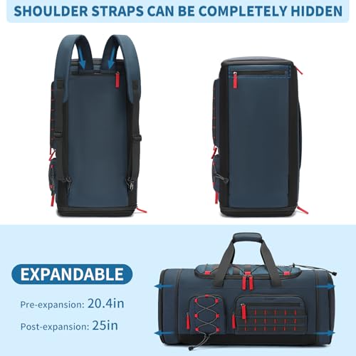 Bosstin Gym Bag for Men & Women,45L Travel Duffle Sports Duffel Bag Gym Weekender Overnight Backpack with Shoe Compartment (Blue) - color: 5Blue