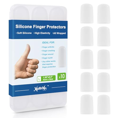Gel Finger Cots Protectors, Silicone Fingers Covers Bandages Caps Sleeves for Fingertip Thumb Protection, Ideal for Trigger, Arthritis, Cracking, Blisters, Callus, Hangnail & Pain Relief (Clear, L, 10PCS) - color: Clear, size: L(10)