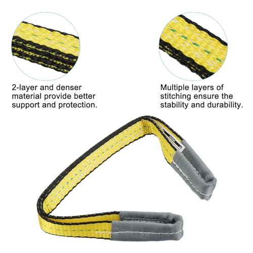 PATIKIL Lift Strap 1" x2', 2-Ply Polyester Tie Down Web Straps 3100lbs Capacity for Lifting Moving Rigging Hoisting, Yellow - size: 1"x2'