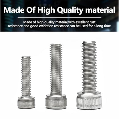 M2.5-M8 Hex Socket Head Cap Screw Metric Thread Hexagon Allen Machine Bolt 135Pcs M2.5 M3 M4 M5 M6 M8 304 Stainless Steel Metal Standard Fastener Hardware Assortment Set for Home Furniture Fastener