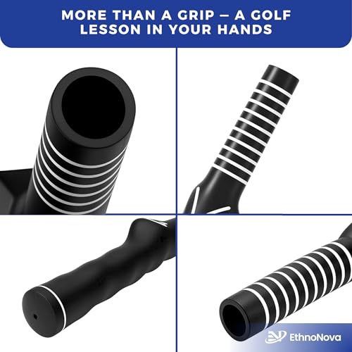 Golf Grip Trainer for Right-Handed Golfers – Golf Training Aid for Proper Hand Position & Swing Technique – Hit Straighter, Longer Shots & Fix Slices or Hooks Black