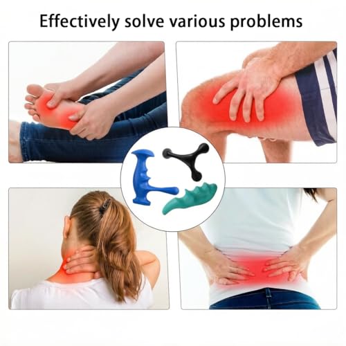 Manual Trigger Point Massage Tool and Thumb Saver for Full Body Deep Tissue Massage, Include 1 Green Thumb Protector Tool, 1 Blue Gun Type Massage Tool, 1 Black Hand Held 3-Legged Massage Knobs