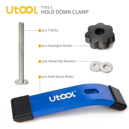 2 Pack T-Track Hold Down Clamps Kit, 6-1/3" L x 1-1/5" Width, Starlight Blue - size: 2 PCS Clamps