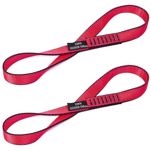 18mm Nylon Climbing Sling Runner 23KN-CE2008 EN566 Certified Webbing Straps | Climbing Sling for Rock Climbing, Rappelling, Arborist Tree Work, Hammock Rigging, Yoga Swing & Outdoor Safety Gear - color: Red-2pcs, size: 30cm