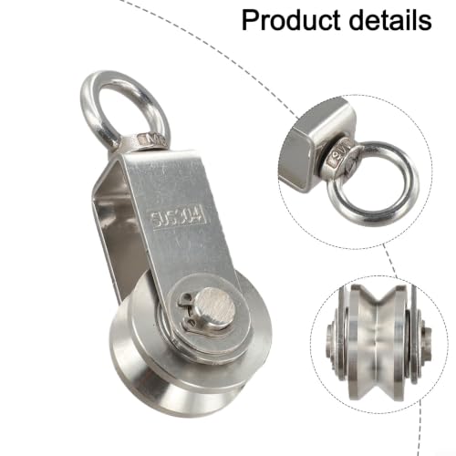 304 Stainless Steel Cable Pulley Wall Mount for Home Gym - Double Bearing Smooth Rotation Lat Pulldown System 500kg Load