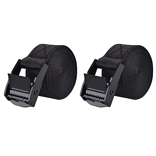 Cinch Tie Down Strap Lashing Straps Heavy Duty Nylon Straps with Cam Buckles for Cargo, Trucks, Boat, Motorcycle,SUP, Kayak, Canoe, Trailer (2m, Black - 2 Pack) - color: 01# Black - 2 Packs, size: 1" x 6.6'