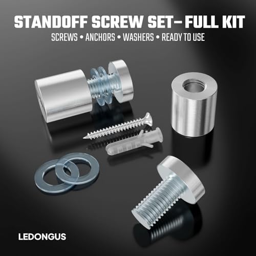 12-Pack Stainless Steel Standoff Screws with Wall Anchors & Rubber Pads – Sign Mounting Hardware for Acrylic Signs, Photo Frames, Advertising Boards, Silver (3/4" x 1" / 19mm x 25mm) - size: 3/4" x 1" / 19mm x 25mm