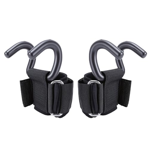 Weight Lifting Hook, 2 Pcs 330lbs Load Bearing Fitness Wrist Strap Hand Grip Support with Rubber Dipped Metal Hook, for Deadlift Pull Up Horizontal Bar Training
