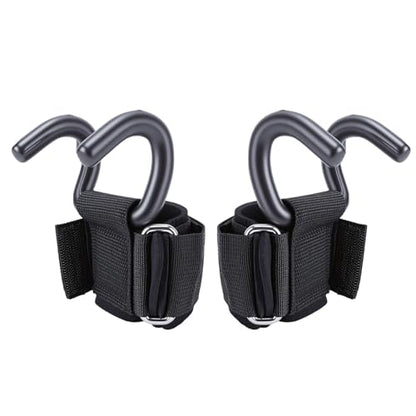 Weight Lifting Hook, 2 Pcs 330lbs Load Bearing Fitness Wrist Strap Hand Grip Support with Rubber Dipped Metal Hook, for Deadlift Pull Up Horizontal Bar Training