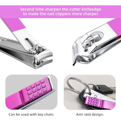 Manicure Set 8 in 1 Nail Clipper Set,RedFlow Nail Clippers,Fingernail & Toenail Clippers,Manicure Tools,Pedicure Tools,Suitable for Travel Manicure Kit,Nail Set Kit with Everything Profe (Purple) - color: Purple