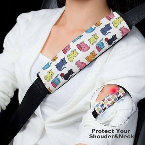 1 Pair Universal Soft and Comfortable Seat Belt Shoulder Pad for Adult Use, Stroller Pushchair High Chair, Cats Neck Strap Covers, Anti-Slip Pad - color: Pattern 1123
