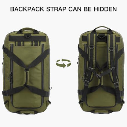 TUGUAN 100L Extra Large Travel Duffle Bag Backpack for Men, 3 in 1 Sports Duffel Bags W/Adjustable Shoulder Strap & Dividers Gym Equipment/Gear Weekend Overnight Bag for Trip Camping Hiking, XL Green - color: Green