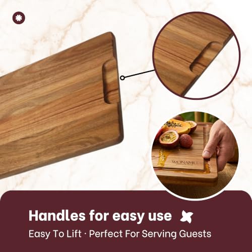 WONAMU Small Acacia Cutting Board Non Toxic – Lightweight, Durable, Perfect for Charcuterie, Serving Snacks & Everyday Kitchen Use, Eco-Friendly Kitchen Essential, Versatile Wooden Tray (Acacia) - color: Acacia