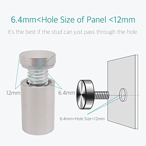 Lantee Standoff Screws - 1/2 x 1-3/16 Inch Stainless Steel Sign Standoff Mounting Hardware for Acrylic, Glass & Picture - 20 Pcs 12mm x 30mm - color: Silver, size: 1/2" x 1-3/16" / 12 x 30mm