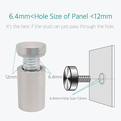 Lantee Standoff Screws - 1/2 x 1-3/16 Inch Stainless Steel Sign Standoff Mounting Hardware for Acrylic, Glass & Picture - 20 Pcs 12mm x 30mm - color: Silver, size: 1/2" x 1-3/16" / 12 x 30mm