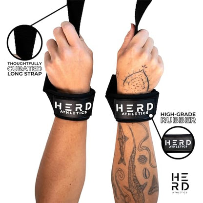 Lifting Wrist Straps – 23" Length x 1.5" Width – Padded Neoprene Cotton Straps for Weightlifting, Powerlifting, Functional Training, Strength Training & Deadlifts – Heavy Duty Grip Support - color: Black/White