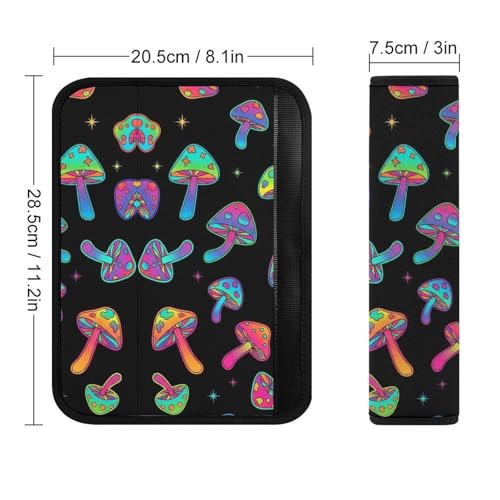 2 Pack Universal Fit Seat Belt Shoulder Pad for Kids, Car Seats Pushchair Strollers High Chair Pushchair, Neon Mushroom Shoulder Protector, Anti-Slip Pad - color: Pattern 640
