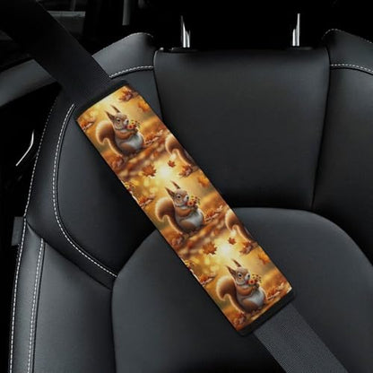 2PCS Squirrel Floral Animal Car Seat Belt Pad Universal Soft and Comfortable Harness Pads Strap for Kids, Car Seats Pushchair Strollers High Chair Pushchair - color: Pattern 997