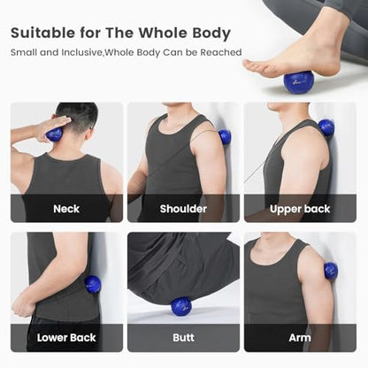 Sportneer Massage Balls for Trigger Point Therapy, Lacrosse Ball with String, Muscle Myofascial Massage Balls for Deep Tissue Release Foot Plantar Fasciitis,Hard Ball for Back Shoulder Relax- Blue