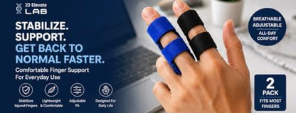 (2 sizes) Finger Splints – Comfortable, Adjustable, Reusable Finger Support for Everyday Use – 2 Count
