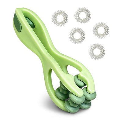Green Finger Massager Roller & Acupressure Ring for Arthritis Relief, 6 PCS | Hand Therapy Tool for Finger Pain, Trigger Finger, Hand Stiffness, Carpal Tunnel Support, Circulation & Mobility Exercise - color: Green - 6 Pcs