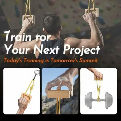 Hangboard Rock Climbing Portable Finger Strengthener Grip Training | Wooden Climbing Fingerboard for Rock Climbers Home Gym Indoor Doorway Wall Outdoor Bouldering Pull Up Workout