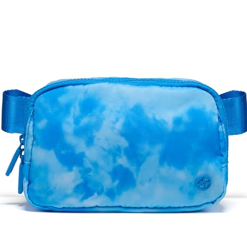 Pander Nylon Fanny Pack for Women, Two-Way Zipper Crossbody Bag | 1L nylon belt bag with a two-way zipper, three interior mesh pockets, and an adjustable strap for waist or crossbody wear - color: Cloud Blue