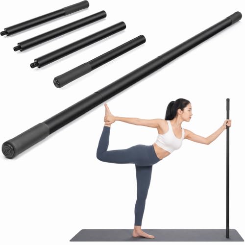 Yoga Stick, Adjustable 60 Inch Stretching Stick with Steel Foam Handle for Flexibility Training, Core Strengthening, Back and Shoulder Muscle Recovery, Portable Gym Equipment