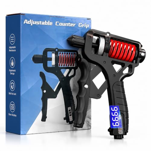Ergonomic Adjustable H-Grip Hand Trainer Forearm Strengthener with Counter, Adjustable 11-330 Lbs, TPR Non-slip Handles, LED Counter with Accidental Reset Protection for Therapy & Stress Relief - color: Black, size: Electronic Counting