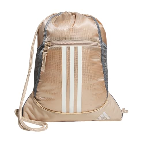 adidas Alliance Sackpack – Drawstring Backpack for Sports, Small Gym Bag, Magic Beige/Off White/2, OSFA - color: Magic Beige/Off White/2