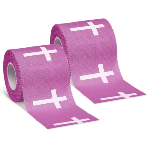 MiniInflat 2 Pcs Christian Cross Athletic Tape Sports Tape 2in x 23ft Religion Jesus Wrist Wrap for Soccer Football Baseball, Gift for Graduation Teacher Nurses Week Pentecost(Purple,Crosses) - color: Purple, style: Cross
