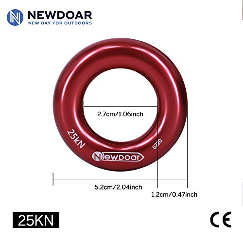 NewDoar Rappel Ring 25kN Gold Large O-Ring Rope Connector for Rock Climbing Arborist Rescue Hammock and Slackline - color: Red Small 2pcs