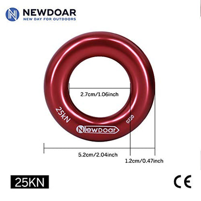 NewDoar Rappel Ring 25kN Gold Large O-Ring Rope Connector for Rock Climbing Arborist Rescue Hammock and Slackline - color: Red Small-5pcs