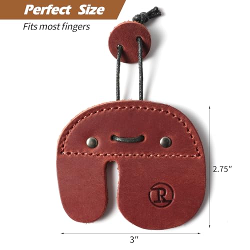Ringsun Leather Archery Finger Tabs,Handmade Archery Finger Guard for Shooting Practice Gear, Recurve Bow Fingers Tab - color: Red