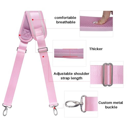 59 Inch Shoulder Straps, Soft with Ultra-Thick Fixed Shoulder Pad, Two Way Independently Adjustable Buckle Replacement Straps for Laptop Bag Messenger Bag Tool Bag Luggage,Pink - color: Pink, size: 59 inch