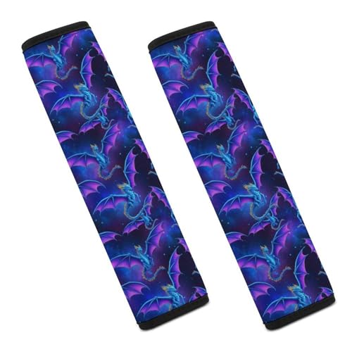 2PCS Soft Padded Car Seat Straps Shoulder Pads for Adult Use, Most Cars, Purple Dragon Arts Shoulder Protector, Shock Absorption - color: Pattern 558