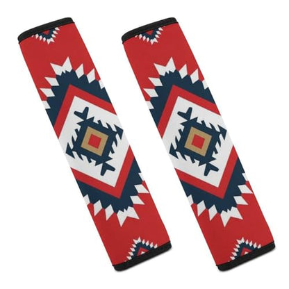 2 Pack Aztec Red Seat Belt Shoulder Pad Breathable Shoulder Harness Cover for Child, All Vehicles, Neck and Shoulder Support - color: Pattern 662