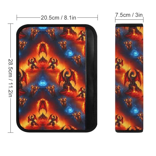 Universal Fit Red Blue Ice Fire Dragon Car Seat Belt Pad for Elderly Support, Stroller Pushchair High Chair, 1 Pair Shoulder Harness Cover Neck and Shoulder Support - color: Pattern 700
