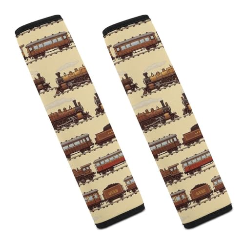 2 Pack Vintage Car Steam Train Car Seat Straps Shoulder Pads Breathable Shoulder Protector for Elderly Support, Most Cars, Pressure Relief - color: Pattern 415