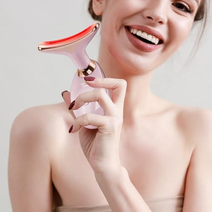 Facial Massager Red-Light-Therapy-for-Face and Neck, Face 𝖲 culpting Wand with 7 Color - Birthday, Christmas, Mothers Day, Valentines Day Gifts for Her Women Mom Best Friend Wife Teacher (Rose Gold) - color: Rose Gold