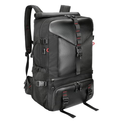SWICKY Carry-on Travel Backpack for Men, Airline Approved Convertible Duffle Backpack with Shoe Compartment & USB Charging Port, Water Resistant 17.3 Inch Laptop Backpack for Travel Gym Camping - color: Black 01(50l)