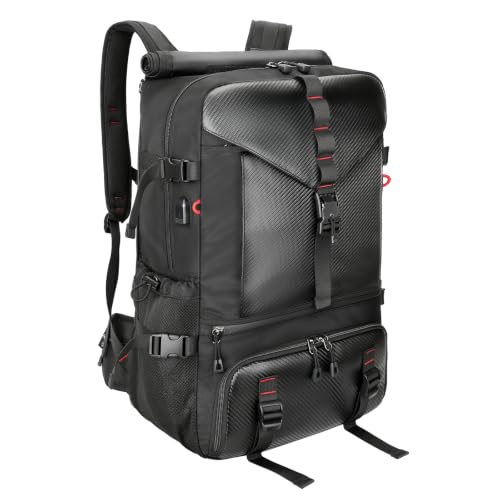 SWICKY Carry-on Travel Backpack for Men, Airline Approved Convertible Duffle Backpack with Shoe Compartment & USB Charging Port, Water Resistant 17.3 Inch Laptop Backpack for Travel Gym Camping - color: Black 01(50l)