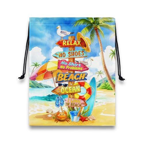 Beach Grip Bag for Gymnasts Drawstring Small Athlete Bag for Vacation - color: Beach Ocean Colorful, size: 12"(H)*9.25"(W)