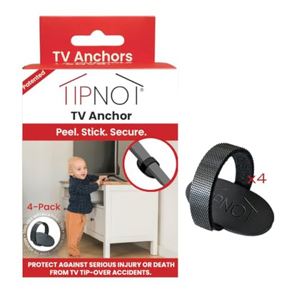 TV Anchor, No-Drill, Anti-Tip, Adhesive TV Safety Straps - Just Peel & Stick to Childproof and Babyproof Your Home 4-Pack - size: TV Anchor