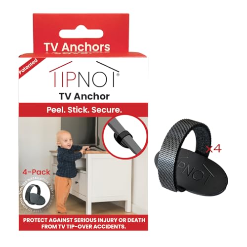 TV Anchor, No-Drill, Anti-Tip, Adhesive TV Safety Straps - Just Peel & Stick to Childproof and Babyproof Your Home 4-Pack - size: TV Anchor