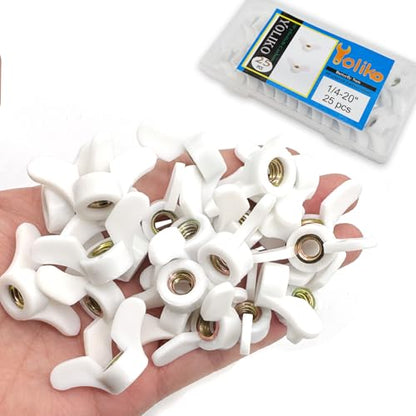 25 Pcs 1/4"-20 Wingnuts Plastic Wing Nuts Fasteners Parts Butterfly Nut, Hand Twist Tighten Hardware Nuts Butterfly Wing-Nut - size: 1/4"-20 - Plastic - 25 Pcs