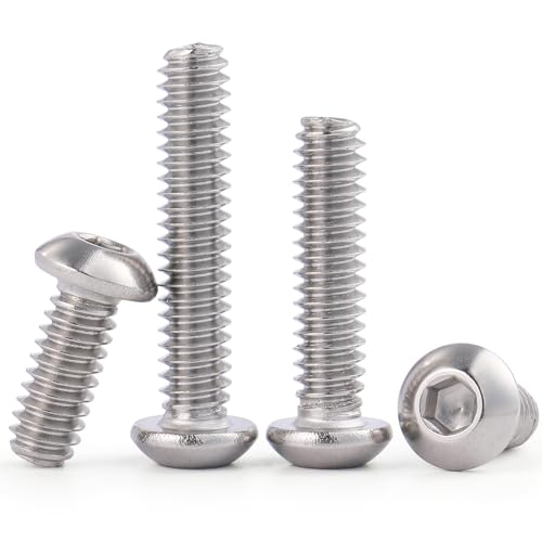 VGBUY 100Pcs 1/4-20 x 3/8" Button Head Socket Cap Bolts Screws, 304 Stainless Steel 18-8, Allen Hex Drive, Bright Finish, Fully Threaded, Hex Spanner Included (VG30301) - color: Silver, size: 1/4-20 x 3/8"