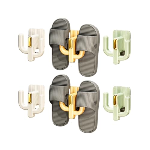 6 Pack Wall Mounted Shoe Rack - Premium Hanging Shoe Organizer Shelf with Sticky Hanging Mounts, Door Shoe Hangers with Hooks for Slippers Storage, Mix Color